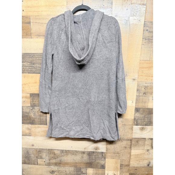Barefoot Dreams CozyChic Lite Hooded Cardigan Gray XS S Open Front Pockets - Picture 4 of 7